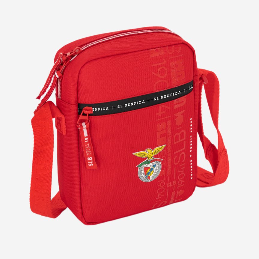Red Shoulder Bag with Sport Lisboa e Benfica Emblem