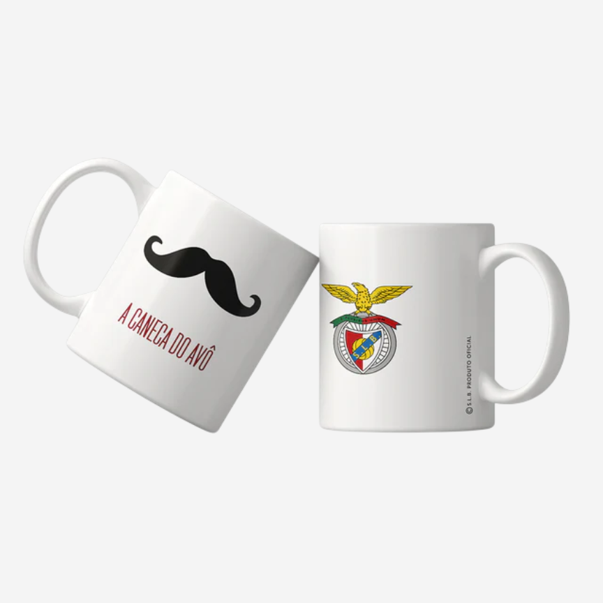 White Mug Moustache SL Benfica