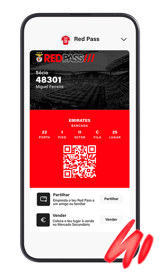 Cartão Red Pass na App SL Benfica