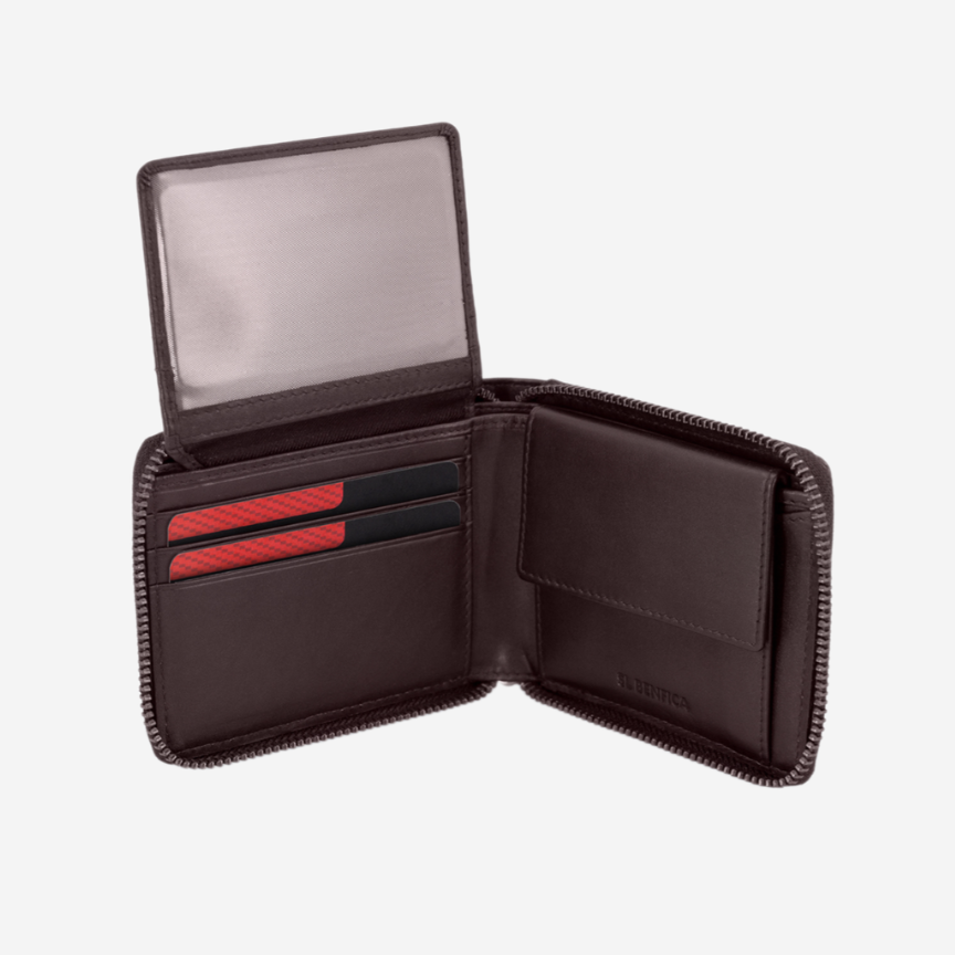Brown leather zip wallet SL Benfica