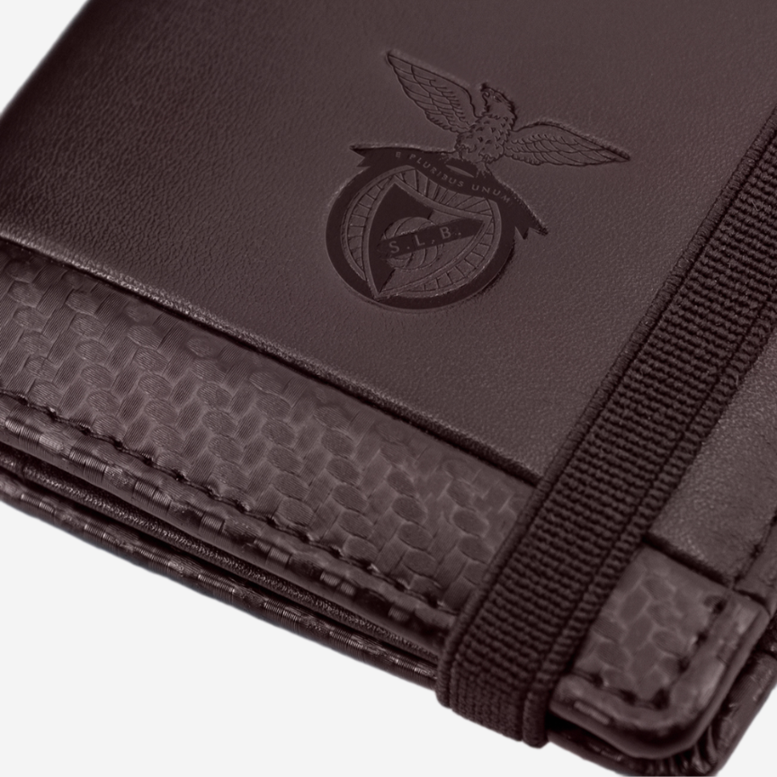 Brown leather wallet with elastic fastening SL Benfica