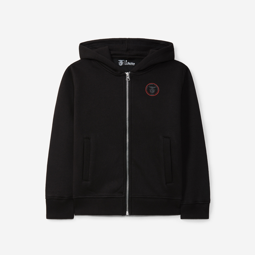 Casaco Preto com Capuz Emblema SL Benfica 1904