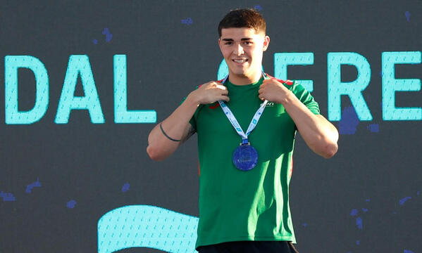 Diogo Ribeiro on the top step of the podium