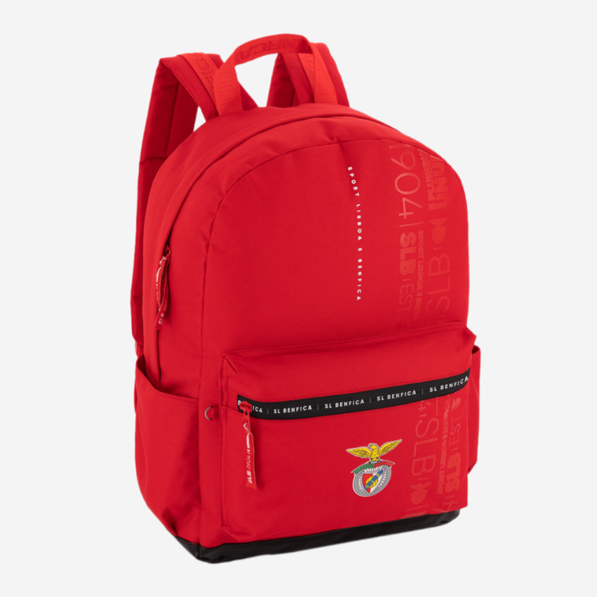 Red Backpack with Sport Lisboa e Benfica Emblem