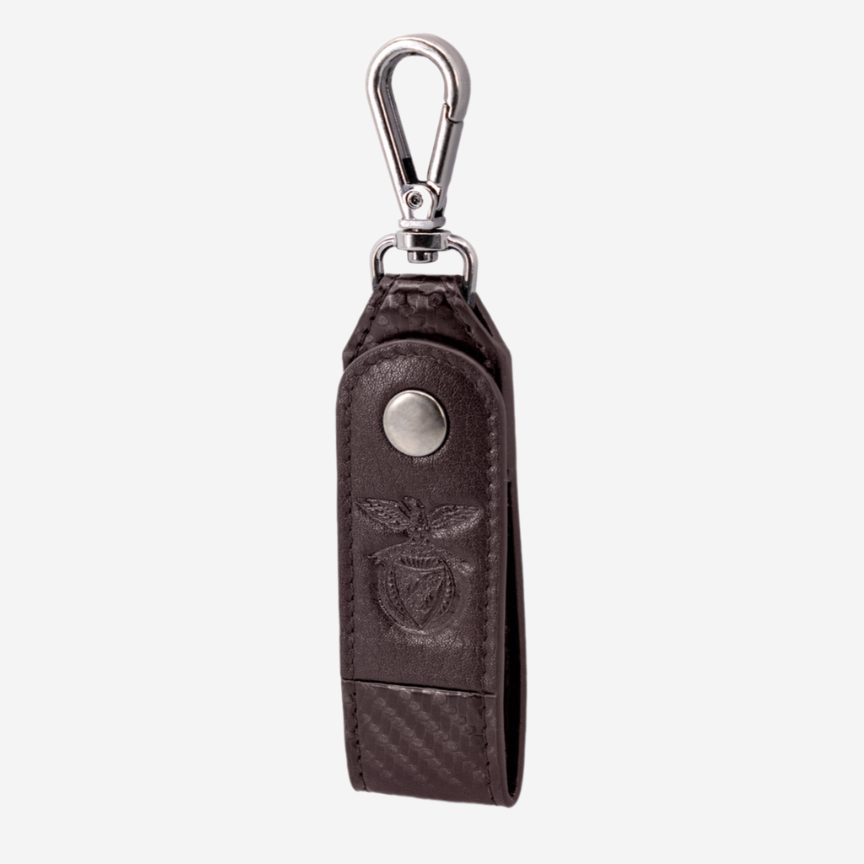 Brown leather SL Benfica keyring