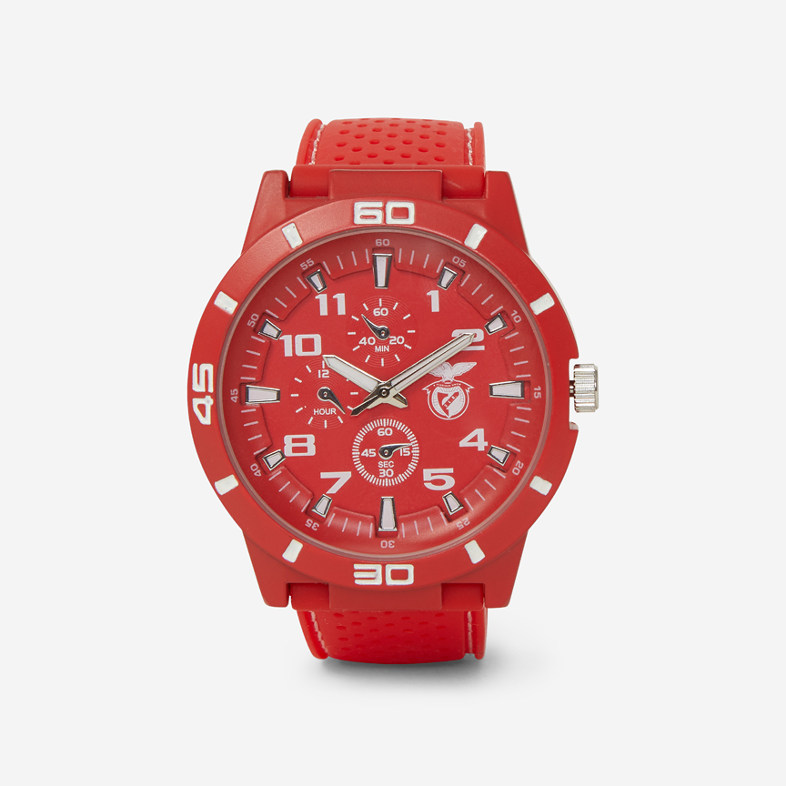 Red watch with monochrome SL Benfica emblem