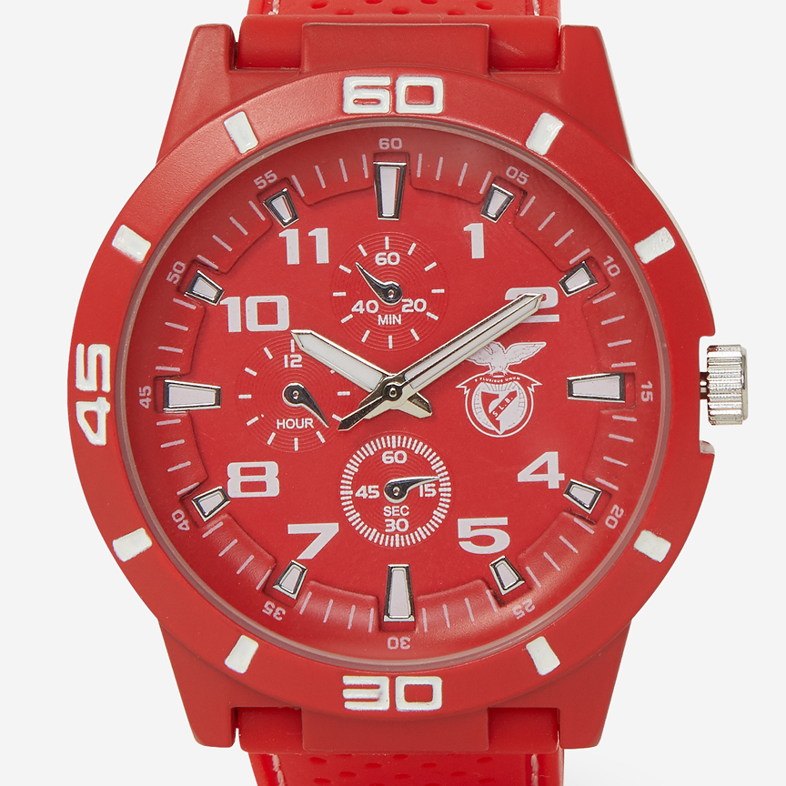 Red watch with monochrome SL Benfica emblem