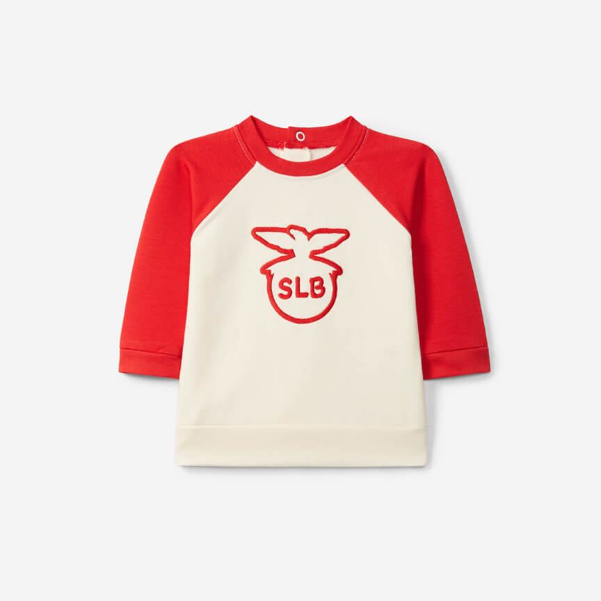 Beige and Red Sweatshirt with the SLB Emblem